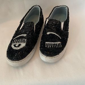Chiara Ferragni black beads sneakers